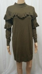bp Dress Juniors XS Olive Green Long Tiered Sleeve Pullover Mock Turtleneck