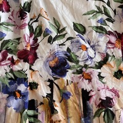 Grayse Sundress, Large, White, Purple, Rayon Blend, Dry Clean Only