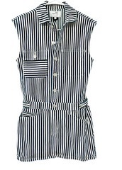 Current/Elliott Mini Dress Jumpsuit Size 0 Womens Blue White Striped Sleeveless