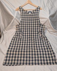 Vintage 90s Directive Plaid Jumper Dress NWT 100% Cotton Sleeveless Button‑Side