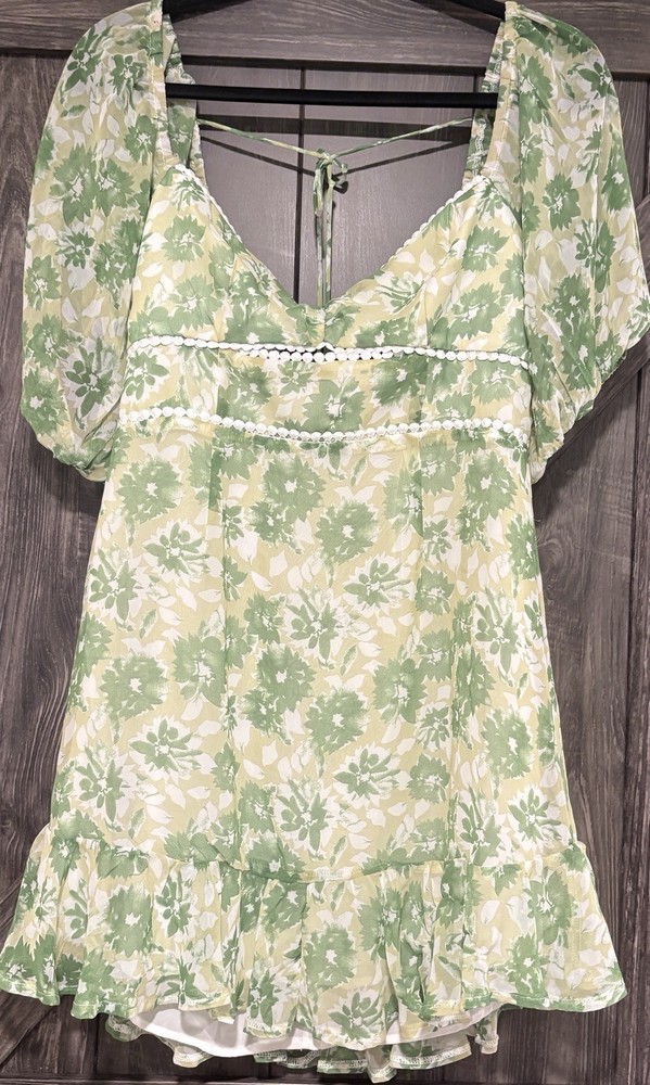 Hello Molly “Drinking Games” Size 8 Mini Dress Green White Chest Cut Out