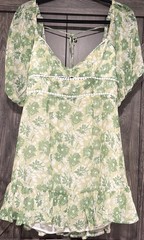 Hello Molly “Drinking Games” Size 8 Mini Dress Green White Chest Cut Out