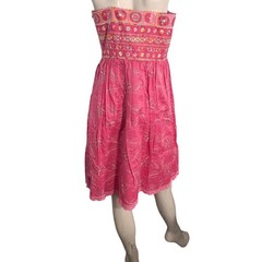 Cynthia Steffe Strapless Dress Womens 12 Pink Embroidered Floral Boho Festival