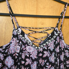 American Eagle Small Bohemian pattern Lace Up Back Fit & Flare Sundress flowy