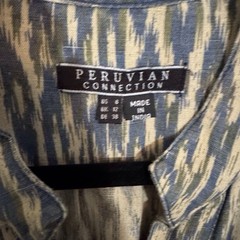 Peruvian Connection Size 8 Batik Print Wrap Dress Cotton Linen Cottagecore VNeck