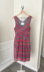HD in Paris ANTHROPOLOGIE Fit & Flare Sleeveless Lace Dress Red Grey Women’s 6