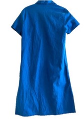 Coldwater Creek Linen Blend Shirt Dress XS Blue Short Sleeve Pockets Casual