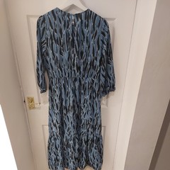 New Look Blue 3/4 Sleeve Tiered Midi Dress Size 10 UK summer wedding