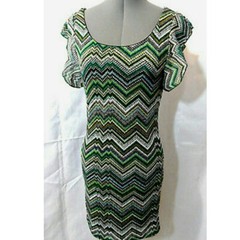 PURPLE RAIN Crochet Sweater Dress Small Scoop neck flutter sleeve Stretch knit