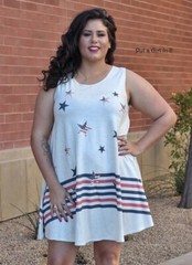 New PLUS SIZE Womens USA OVERSIZED AMERICAN STARS SLEEVELESS DRESS XL 1X 2X 3X