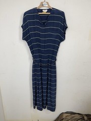 Talbots Womens Dress 16 Modest Nautical 100% Silk Old Money Coastal Maxi Blue