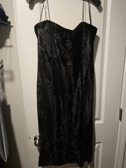 Helmut Lang Black Pony Hair Maxi Dress Sz 10 Sweetheart Strappy Sleeveless Zip