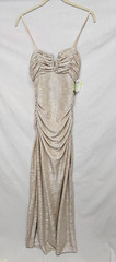 Hailey Adrianna Papell Gown Size 6 Gold Shimmer Long Rhinestone V-Neck Long