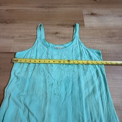 Raya Sun Turquoise Embroidered Sea Shell Print Sleeveless Beach Cover-Up Dress