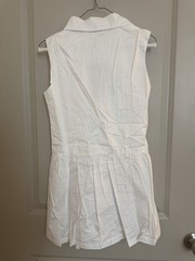 Burberry White Solid Sleeveless Collared Shirt Dress Ruffle Button Cotton M