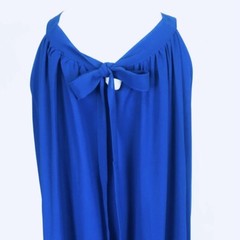 Royal Blue Sheer Chiffon Halter Dress Womens Small Sleeveless Sheath Back Tie
