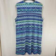 ND Plus Size 3X Sleeveless Dress V Neck Blue Teal Knee Length Boho Relaxed Fit