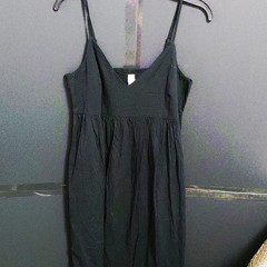 New Day Black Solid V-Neck Spaghetti Strap Maxi Sundress Long Size M