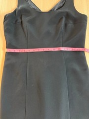 ABS Allen Schwartz Black Sheath Dress Size 10 Satin Side Panel Lined USA