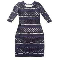 Danny & Nicole Bodycon Dress Geometric Print 3/4 Sleeve Career Small