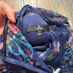 Lulus Stunning Element Navy Floral Mesh Ruffled Strapless Maxi Dress Size S NWOT