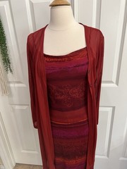 Vtg 90’s Y2K Euro Boho Bodycon Maxi Dress Whimsygoth Ruffled Hem 2 Pc. S/M