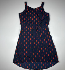 Merona Tank Dress Women Medium Blue Red Seahorse Lined Summer Beach Casual