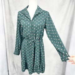 FatFace Bottle Green Floral Button Down Indie Shirt Dress Women&rsquo;s US Size 8