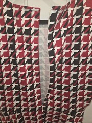 Talbots Red Black White Houndstooth Short Sleeve Fit & Flare Dress Knee Length L