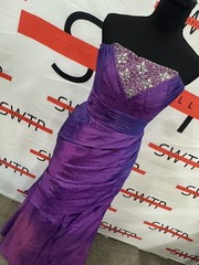 Purple Strapless Formal Gown Beaded Prom Or Evening Dress