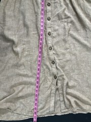Time and True Dress Womens 22 Beige Linen Blend Maxi Button Up Tie Sleeve Boho