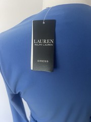 Ralph Lauren women’s occasion Blue Wrap Midi Dress V-Neck 3/4 Sleeve ,Size 4,NWT