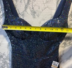 B. Darlin Size 7/8 Blue Sequin Mini Dress With Sweetheart Neckline Back Zipper
