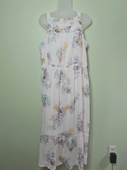 NWT Maurices White Floral Maxi Dress Sleeveless Smocked Tiered Boho Cottagecore