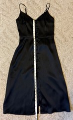 Abercrombie & Fitch Black Satin Midi Dress Spaghetti Strap Covered Button Size M