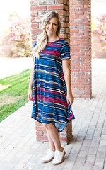 Lularoe Southwest Aztec Carly Dress Medium 10/12 8/10 🦄 Beige Black Stripe New