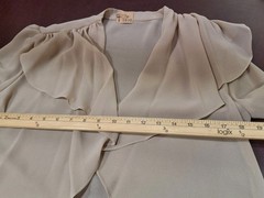 Beige Maxi Dress Matching Jacket Faux Pearls Rhinestones Sheer Chiffon? Size 12