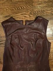 ANN TAYLOR Seamed Faux Leather Sheath Dress Size 6 (Regular) Mauve Rose