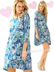 Lilly Pulitzer Edna Hanging with Fronds Multi Pima Cotton Swing Shirt Dress XS
