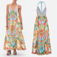 Camilla Sail Away With Me Maxi Dress Size S AU 10 US 6 Silk Floral Print Long