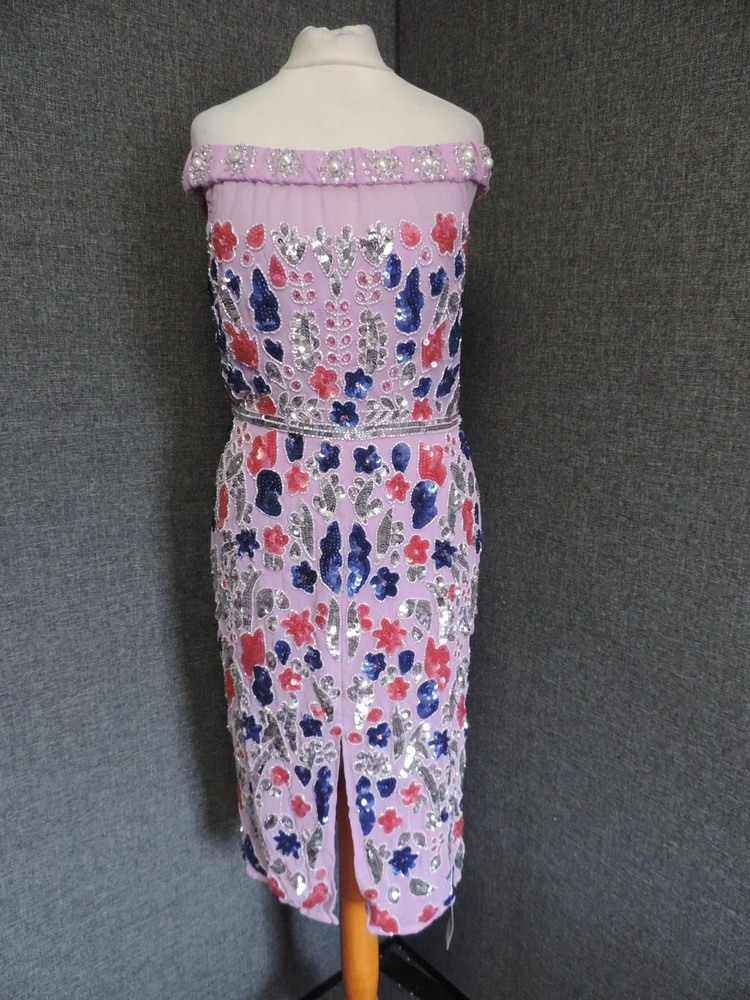 Virgos Lounge Maise Embellished Bardot Midi Dress UK 10 RRP £147 LN027 KK 17