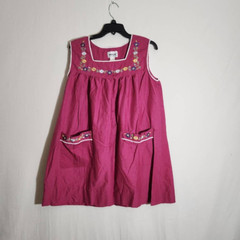 Anthony Richards Womens Dress Pink Sleeveless Pockets Embroidered Ethnic Boho L