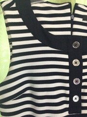 WOMEN&rsquo;S SZ S PREMISE DRESS black & white Sleeveless Stripe pockets Retro NAUTICA