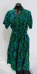 Magellan&rsquo;s Women&rsquo;s Cotton Batik Tie Waist Shirt Dress SV3 Blue Multi Small