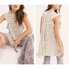 New! Free People Between The Lines Tunic Top dress Beige , size XL