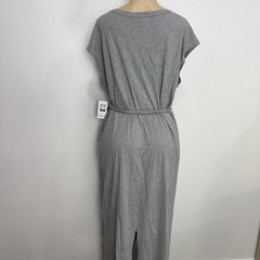 Madison Gray Stretch Pocketed Slit Back Tie Midi Dress Womens Size Large Casual