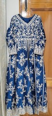 Designer Indian Navy blue Full Length Embroidered Dress With Skirt With Dupatta