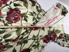 Betsey Johnson Floral Midi Tea Party Dress Womens 6 Ivory Red Rose Wedding Chic