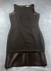 Amanda Smith Y2K Black Sheath Shift Dress Black Satin Trim Women’s Size 10