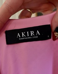 AKIRA Pink Rhinestone Halter Backless Bodycon Maxi Dress Side Slit Size S